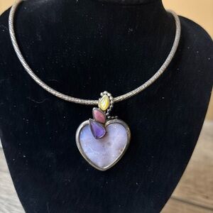 Whitney Kelly Sterling Silver Phosphosiderite & Multi Gemstone Heart Pendant J37